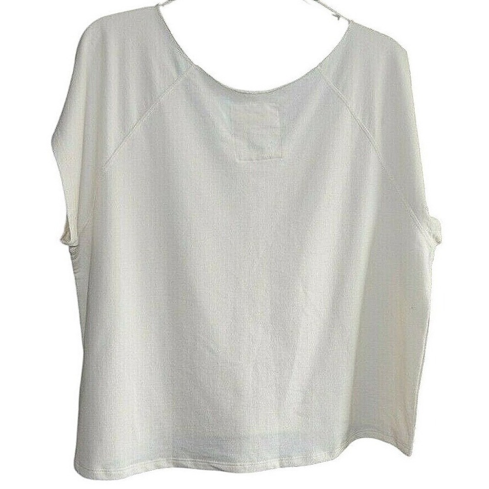 Aeropostale Feather Graphic T-Shirt Women XL Cream White Boho Short Sleeve Top - Picture 5 of 8